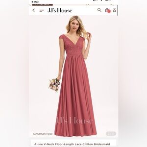 JJ’s House A-Line V-Neck Lace Chiffon Maxi Dress